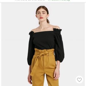 Women's Balloon 3/4 Sleeve Bardot Top